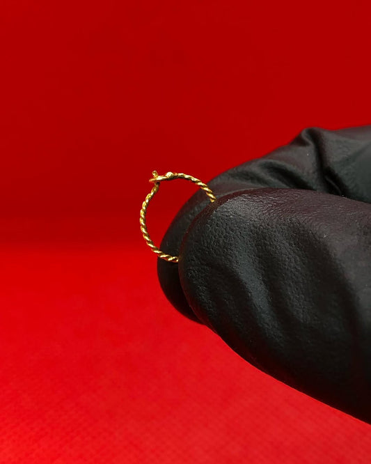 21K Pure Gold Twisted Nose Ring 💛