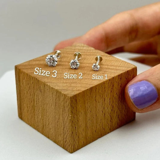 925 Sterling Silver Zircon Stone NosePinš